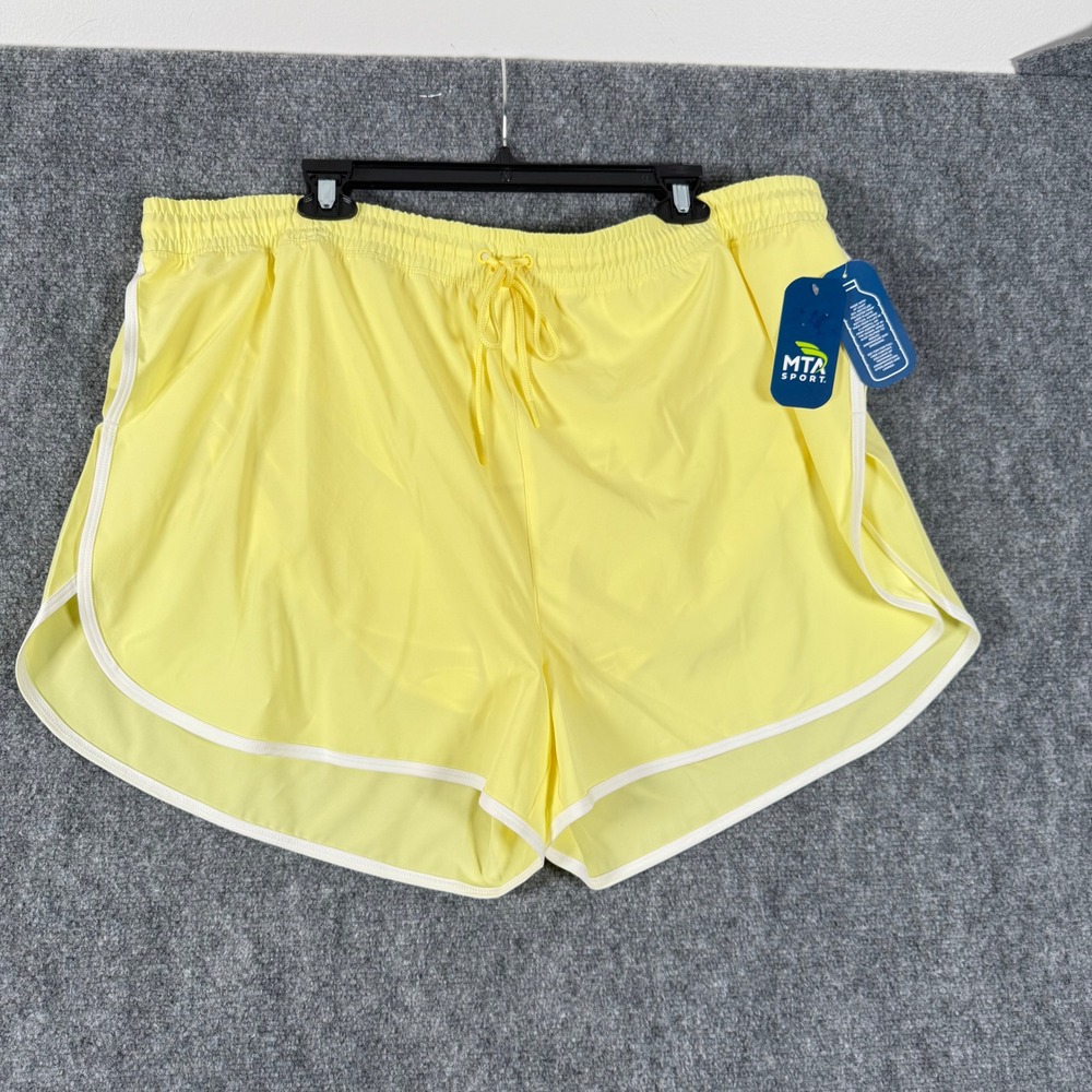Athletic Lined Shorts Recycled Polyester Fast Dry Yellow 2X Athleisure Pockets